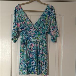 Lilly Pulitzer Blue and Pink Floral Romper